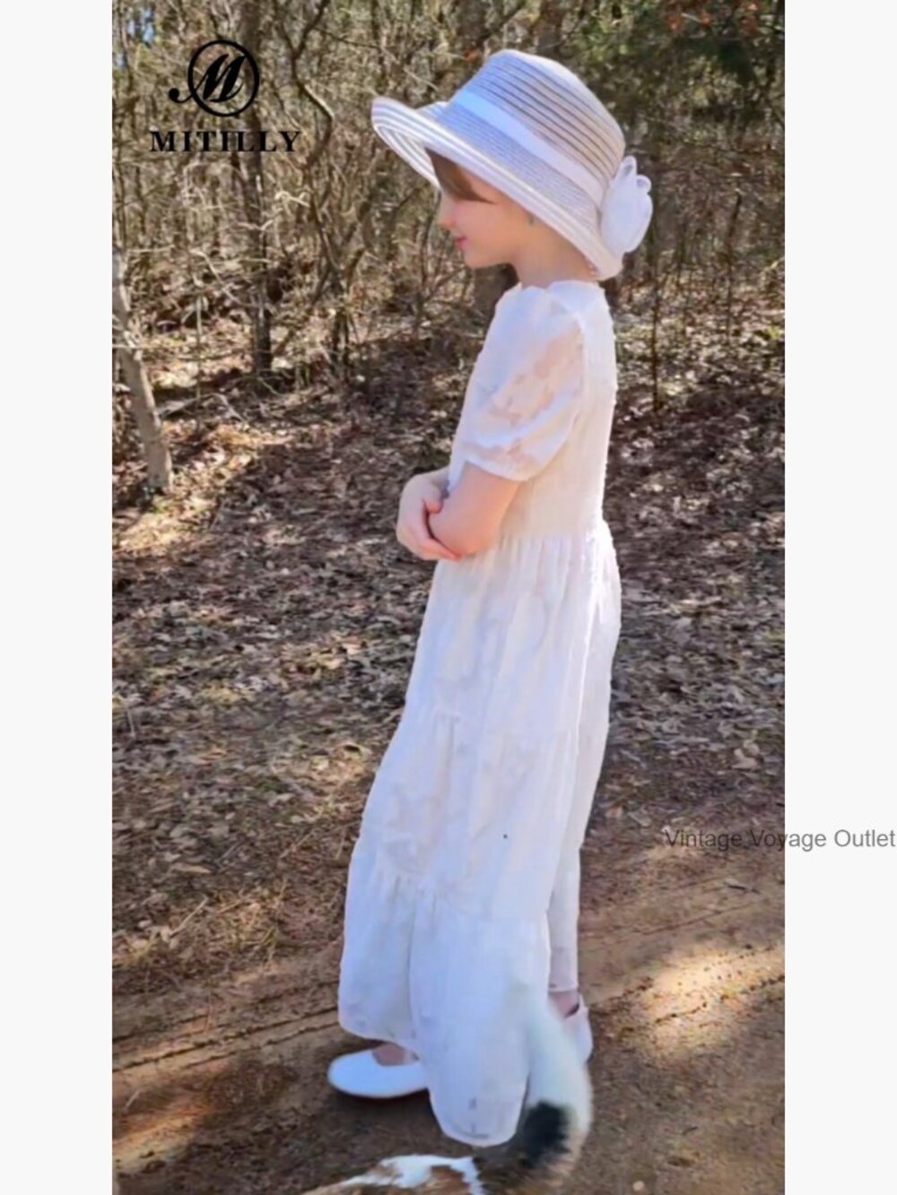 Girls Flowy A-Line Maxi Dress with Pockets Short Sleeve - Picture 5 of 7